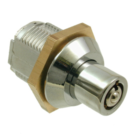 Silver and gold radial pin tumbler lock with circular key