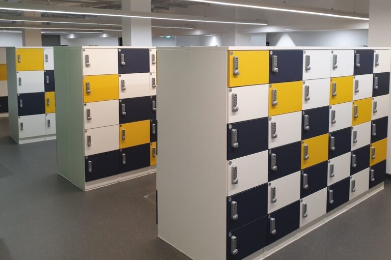 Digital combination locks on lockers in changing rooms