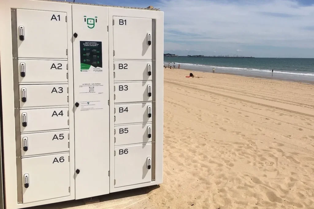 Smart lockers on a beach
